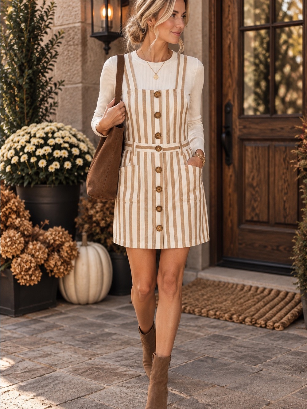 Garage Striped Overall Dress — XS | Linen Blend